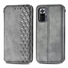 Funda de Cuero Cartera con Soporte Carcasa S01D para Xiaomi Redmi Note 10 Pro 4G Gris