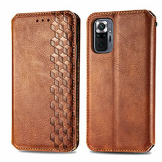 Funda de Cuero Cartera con Soporte Carcasa S01D para Xiaomi Redmi Note 10 Pro 4G Marron