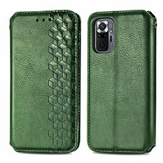 Funda de Cuero Cartera con Soporte Carcasa S01D para Xiaomi Redmi Note 10 Pro 4G Verde