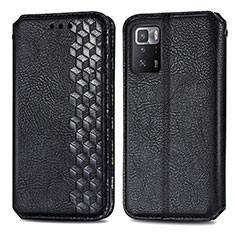 Funda de Cuero Cartera con Soporte Carcasa S01D para Xiaomi Redmi Note 10 Pro 5G Negro