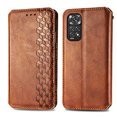 Funda de Cuero Cartera con Soporte Carcasa S01D para Xiaomi Redmi Note 11 Pro 5G Marron