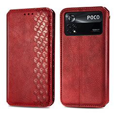 Funda de Cuero Cartera con Soporte Carcasa S01D para Xiaomi Redmi Note 11E Pro 5G Rojo