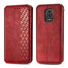 Funda de Cuero Cartera con Soporte Carcasa S01D para Xiaomi Redmi Note 9 Pro Max Rojo