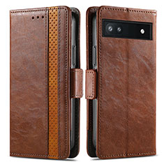 Funda de Cuero Cartera con Soporte Carcasa S02D para Google Pixel 6a 5G Marron