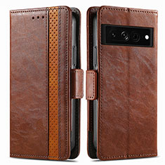 Funda de Cuero Cartera con Soporte Carcasa S02D para Google Pixel 7 Pro 5G Marron