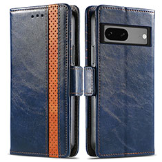 Funda de Cuero Cartera con Soporte Carcasa S02D para Google Pixel 7a 5G Azul