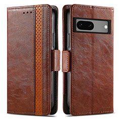 Funda de Cuero Cartera con Soporte Carcasa S02D para Google Pixel 7a 5G Marron