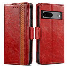 Funda de Cuero Cartera con Soporte Carcasa S02D para Google Pixel 7a 5G Rojo