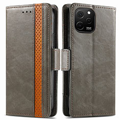 Funda de Cuero Cartera con Soporte Carcasa S02D para Huawei Enjoy 50z Gris