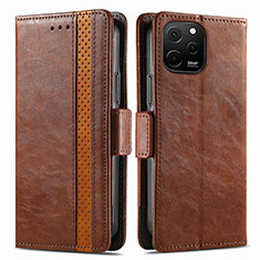 Funda de Cuero Cartera con Soporte Carcasa S02D para Huawei Enjoy 50z Marron