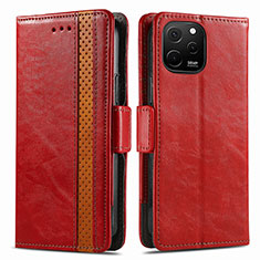 Funda de Cuero Cartera con Soporte Carcasa S02D para Huawei Enjoy 50z Rojo