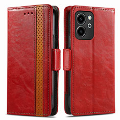 Funda de Cuero Cartera con Soporte Carcasa S02D para Huawei Honor 80 SE 5G Rojo