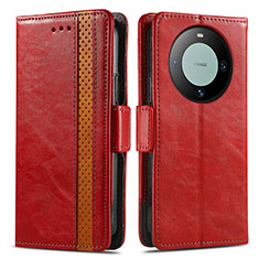 Funda de Cuero Cartera con Soporte Carcasa S02D para Huawei Mate 60 Pro Rojo