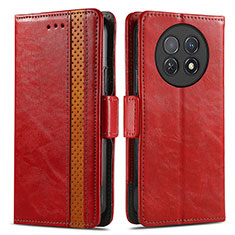 Funda de Cuero Cartera con Soporte Carcasa S02D para Huawei Nova Y91 Rojo