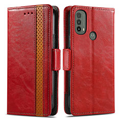 Funda de Cuero Cartera con Soporte Carcasa S02D para Motorola Moto E40 Rojo