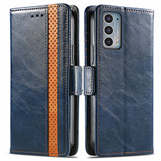 Funda de Cuero Cartera con Soporte Carcasa S02D para Motorola Moto Edge 20 5G Azul