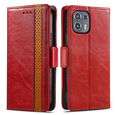 Funda de Cuero Cartera con Soporte Carcasa S02D para Motorola Moto Edge 20 Lite 5G Rojo