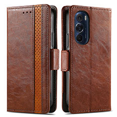 Funda de Cuero Cartera con Soporte Carcasa S02D para Motorola Moto Edge 30 Pro 5G Marron