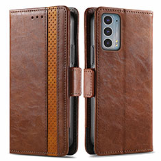 Funda de Cuero Cartera con Soporte Carcasa S02D para Motorola Moto Edge Lite 5G Marron