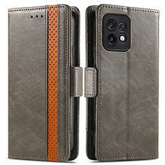 Funda de Cuero Cartera con Soporte Carcasa S02D para Motorola Moto Edge Plus (2023) 5G Gris