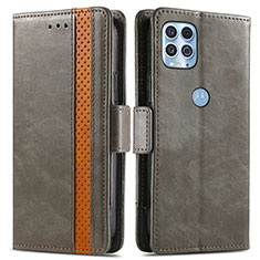 Funda de Cuero Cartera con Soporte Carcasa S02D para Motorola Moto Edge S 5G Gris