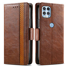 Funda de Cuero Cartera con Soporte Carcasa S02D para Motorola Moto Edge S 5G Marron