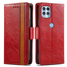 Funda de Cuero Cartera con Soporte Carcasa S02D para Motorola Moto Edge S 5G Rojo