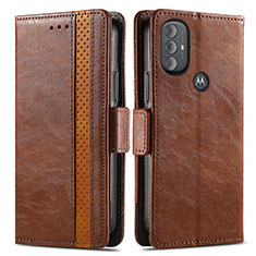 Funda de Cuero Cartera con Soporte Carcasa S02D para Motorola Moto G Play (2023) Marron