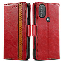 Funda de Cuero Cartera con Soporte Carcasa S02D para Motorola Moto G Play (2023) Rojo