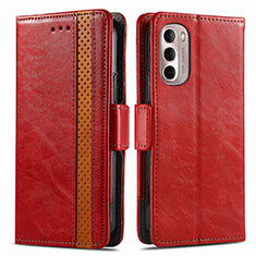 Funda de Cuero Cartera con Soporte Carcasa S02D para Motorola Moto G Stylus (2022) 4G Rojo