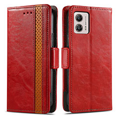 Funda de Cuero Cartera con Soporte Carcasa S02D para Motorola Moto G53j 5G Rojo