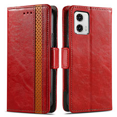 Funda de Cuero Cartera con Soporte Carcasa S02D para Motorola Moto G73 5G Rojo