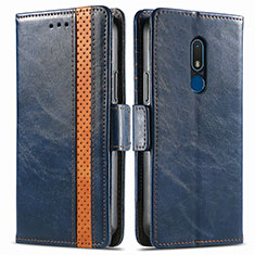 Funda de Cuero Cartera con Soporte Carcasa S02D para Nokia C3 Azul