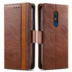 Funda de Cuero Cartera con Soporte Carcasa S02D para Nokia C3 Marron