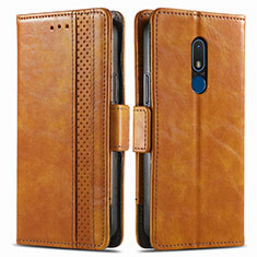 Funda de Cuero Cartera con Soporte Carcasa S02D para Nokia C3 Marron Claro