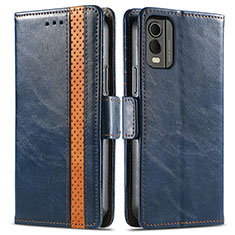 Funda de Cuero Cartera con Soporte Carcasa S02D para Nokia C32 Azul