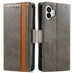 Funda de Cuero Cartera con Soporte Carcasa S02D para Nothing Phone 2 Gris