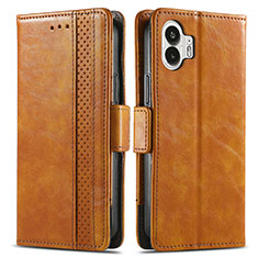 Funda de Cuero Cartera con Soporte Carcasa S02D para Nothing Phone 2 Marron Claro