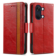 Funda de Cuero Cartera con Soporte Carcasa S02D para OnePlus Nord 3 5G Rojo