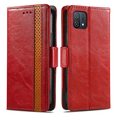 Funda de Cuero Cartera con Soporte Carcasa S02D para Oppo A16K Rojo