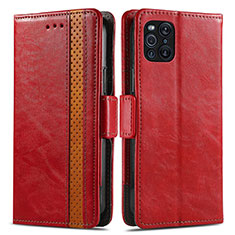 Funda de Cuero Cartera con Soporte Carcasa S02D para Oppo Find X3 5G Rojo