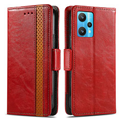 Funda de Cuero Cartera con Soporte Carcasa S02D para Realme 9 4G Rojo