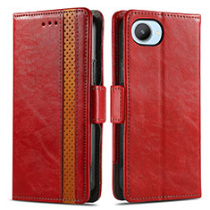 Funda de Cuero Cartera con Soporte Carcasa S02D para Realme C30 Rojo