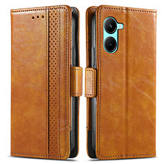 Funda de Cuero Cartera con Soporte Carcasa S02D para Realme C33 (2023) Marron Claro