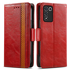 Funda de Cuero Cartera con Soporte Carcasa S02D para Realme Q3t 5G Rojo