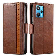 Funda de Cuero Cartera con Soporte Carcasa S02D para Realme V25 5G Marron