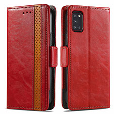 Funda de Cuero Cartera con Soporte Carcasa S02D para Samsung Galaxy A31 Rojo