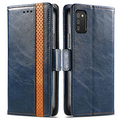 Funda de Cuero Cartera con Soporte Carcasa S02D para Samsung Galaxy F02S SM-E025F Azul