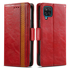 Funda de Cuero Cartera con Soporte Carcasa S02D para Samsung Galaxy F12 Rojo