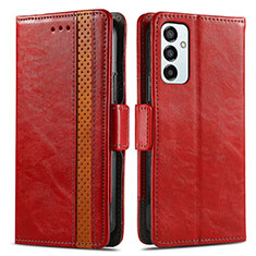 Funda de Cuero Cartera con Soporte Carcasa S02D para Samsung Galaxy F23 5G Rojo